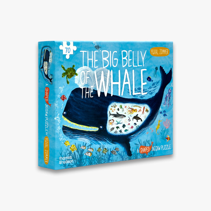 Jigsaw puzzle box titled 'The Big Belly of the Whale' by Usborne on a white background