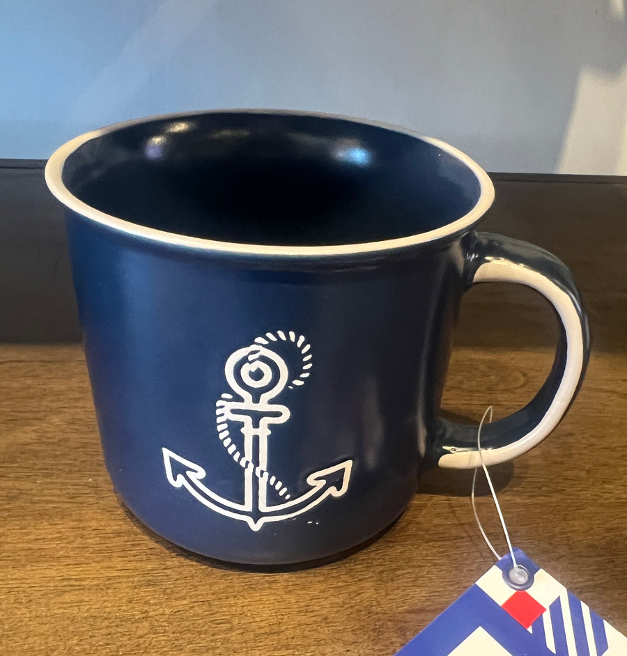 Anchor Mug Boxed Stoneware Navy/Cream