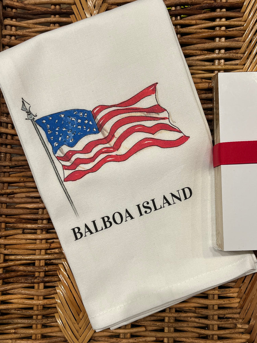 Balboa Island American Flag Hand Towel