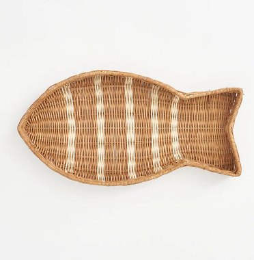 Fish Shaped Tray Woven Rattan Large