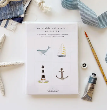 Paintable Notexcards Seaside by Emily Lex