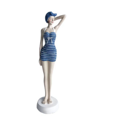 Bathing Beauty Standing Blue and White Stripe Suit