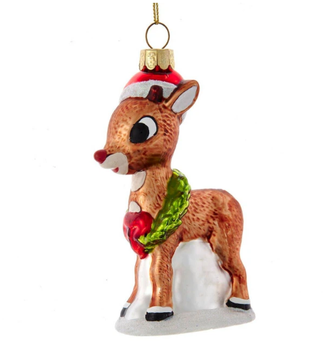 Rudolph Ornament Hand Crafted Glass