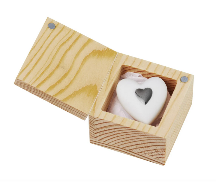 Love to Go Porcelain Heart in Wood Box by Räder
