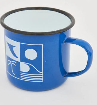 Surf Mood Espresso Enamelware Cup Blue/White