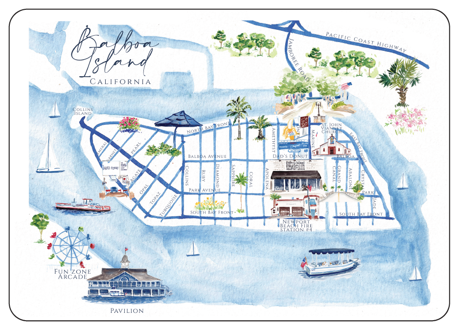 Balboa Island Map Canvas 16x20